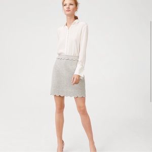 Club Monaco Light Grey Scalloped Mini Skirt